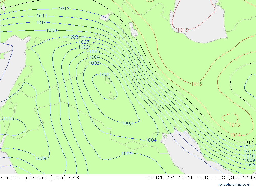 приземное давление CFS вт 01.10.2024 00 UTC