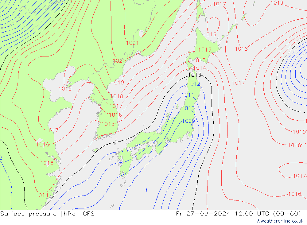 Surface pressure CFS Fr 27.09.2024 12 UTC