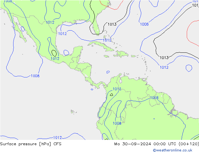 Pressione al suolo CFS lun 30.09.2024 00 UTC