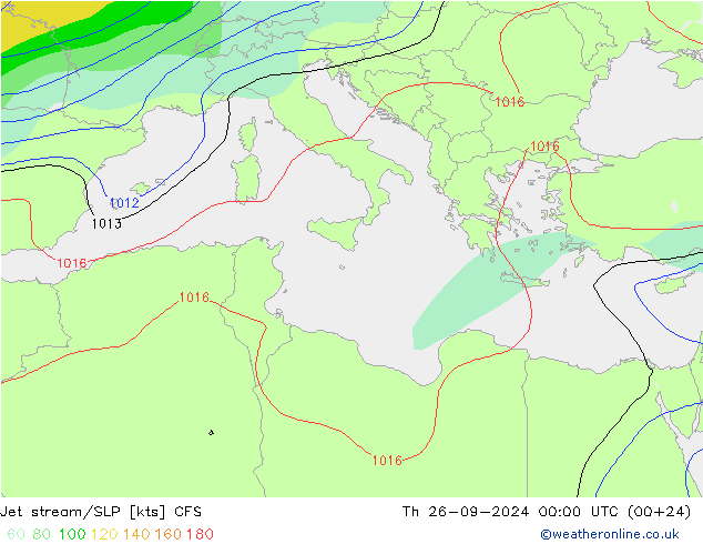 джет/приземное давление CFS чт 26.09.2024 00 UTC