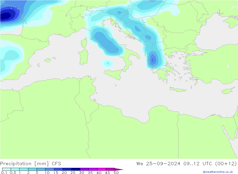 Précipitation CFS mer 25.09.2024 12 UTC