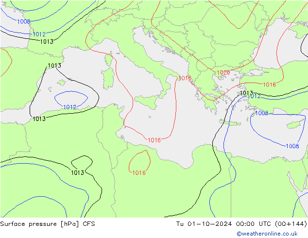 приземное давление CFS вт 01.10.2024 00 UTC