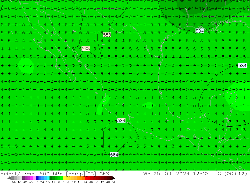 Height/Temp. 500 hPa CFS We 25.09.2024 12 UTC