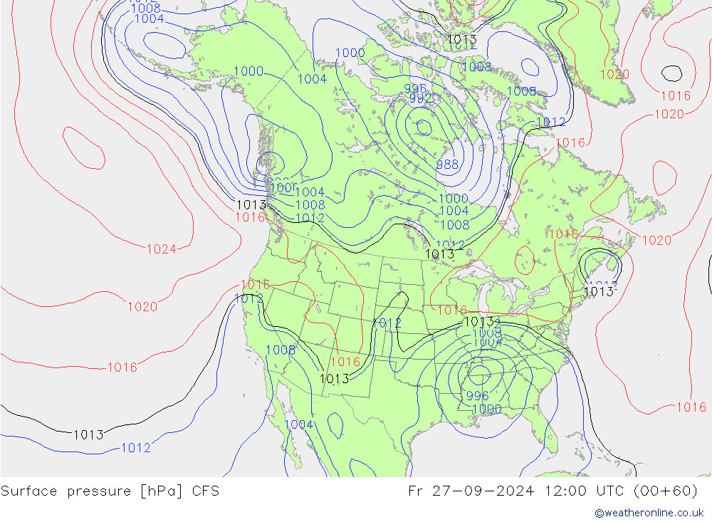 Luchtdruk (Grond) CFS vr 27.09.2024 12 UTC