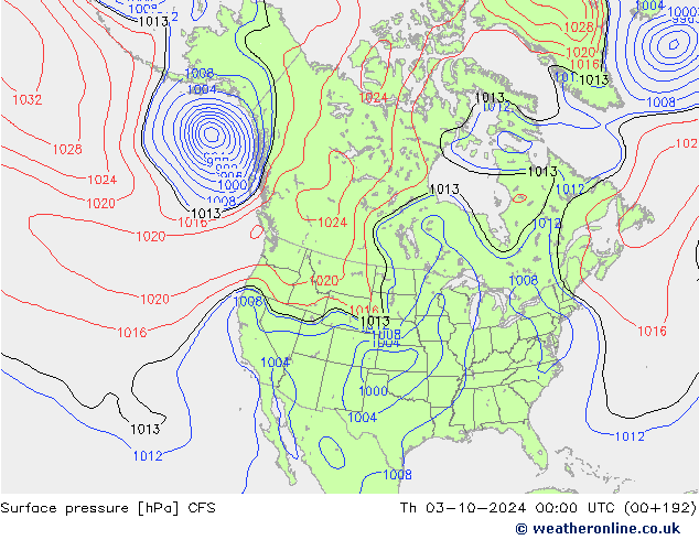 Surface pressure CFS Th 03.10.2024 00 UTC