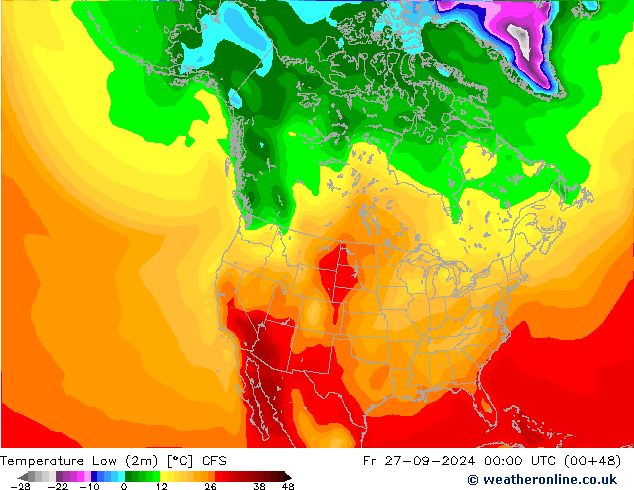 Temperature Low (2m) CFS Fr 27.09.2024 00 UTC