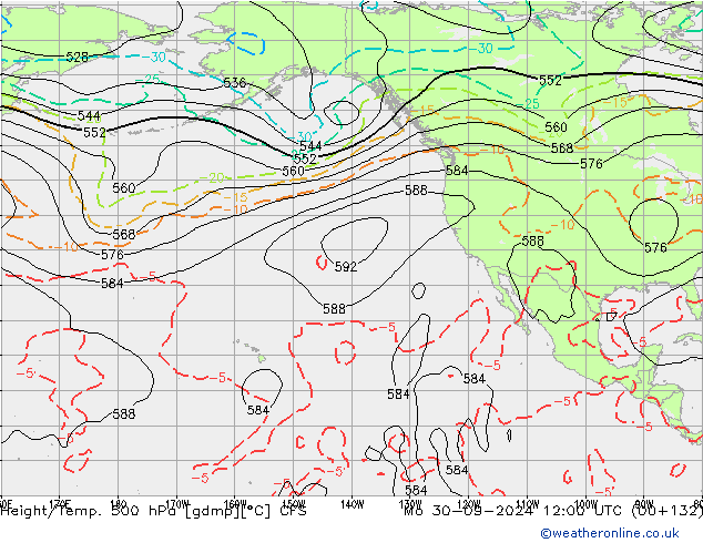 Height/Temp. 500 hPa CFS lun 30.09.2024 12 UTC