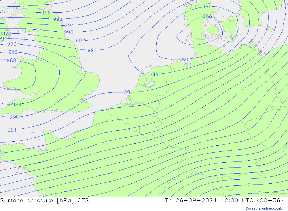 Pressione al suolo CFS gio 26.09.2024 12 UTC