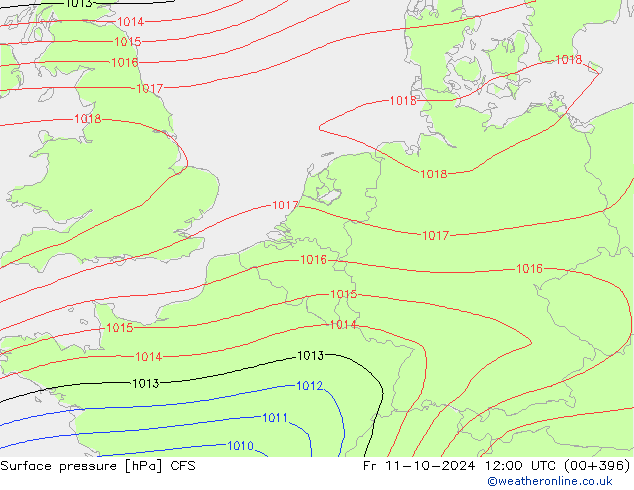 Presión superficial CFS vie 11.10.2024 12 UTC