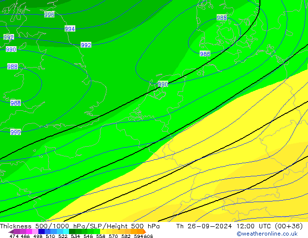 Schichtdicke 500-1000 hPa CFS Do 26.09.2024 12 UTC