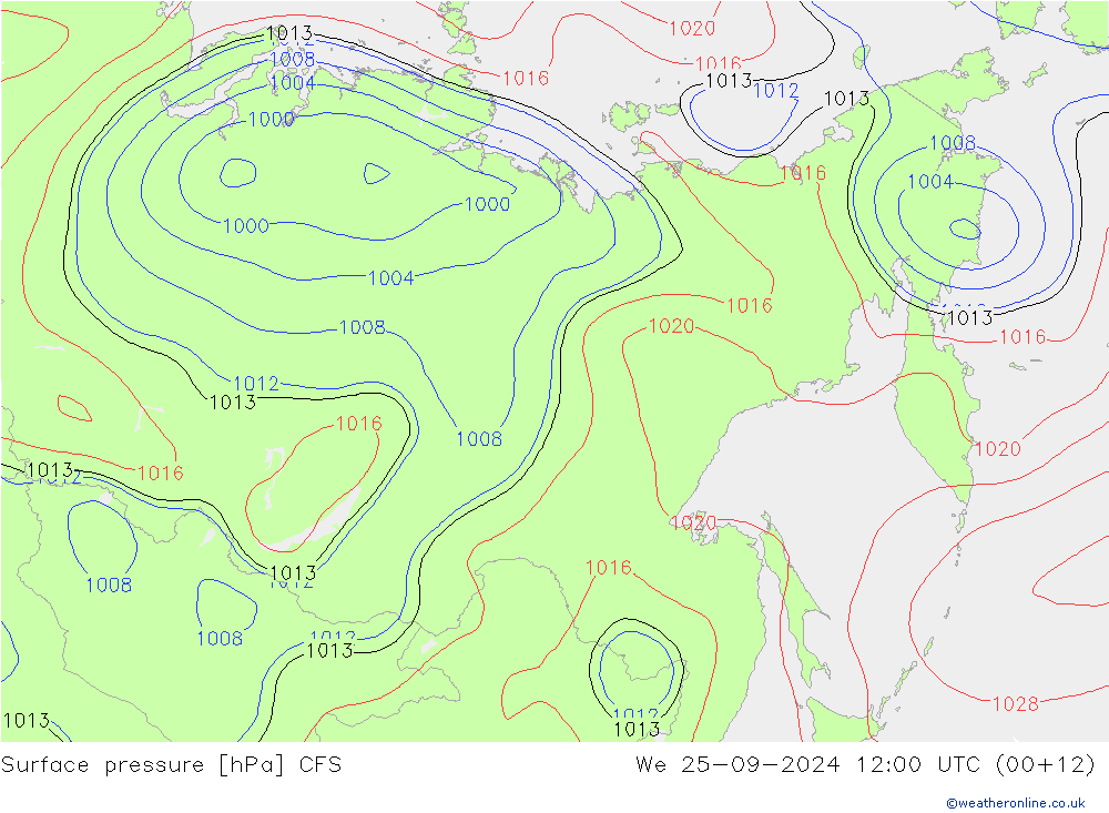 Surface pressure CFS We 25.09.2024 12 UTC