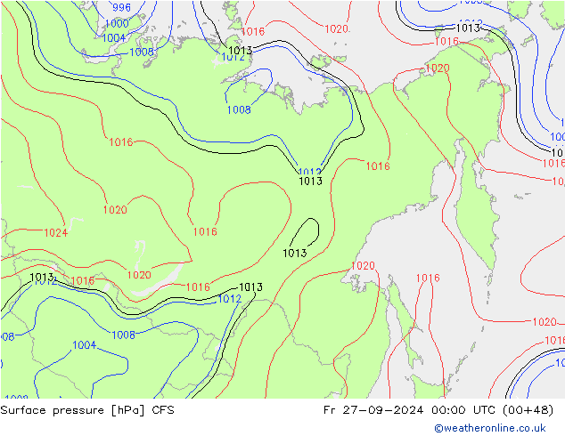 Surface pressure CFS Fr 27.09.2024 00 UTC