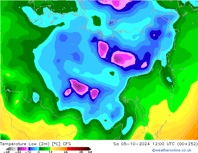 Nejnižší teplota (2m) CFS So 05.10.2024 12 UTC