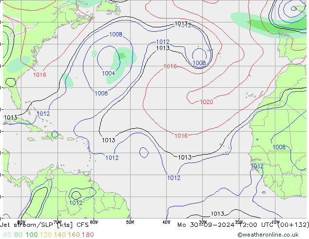 Jet stream/SLP CFS Mo 30.09.2024 12 UTC