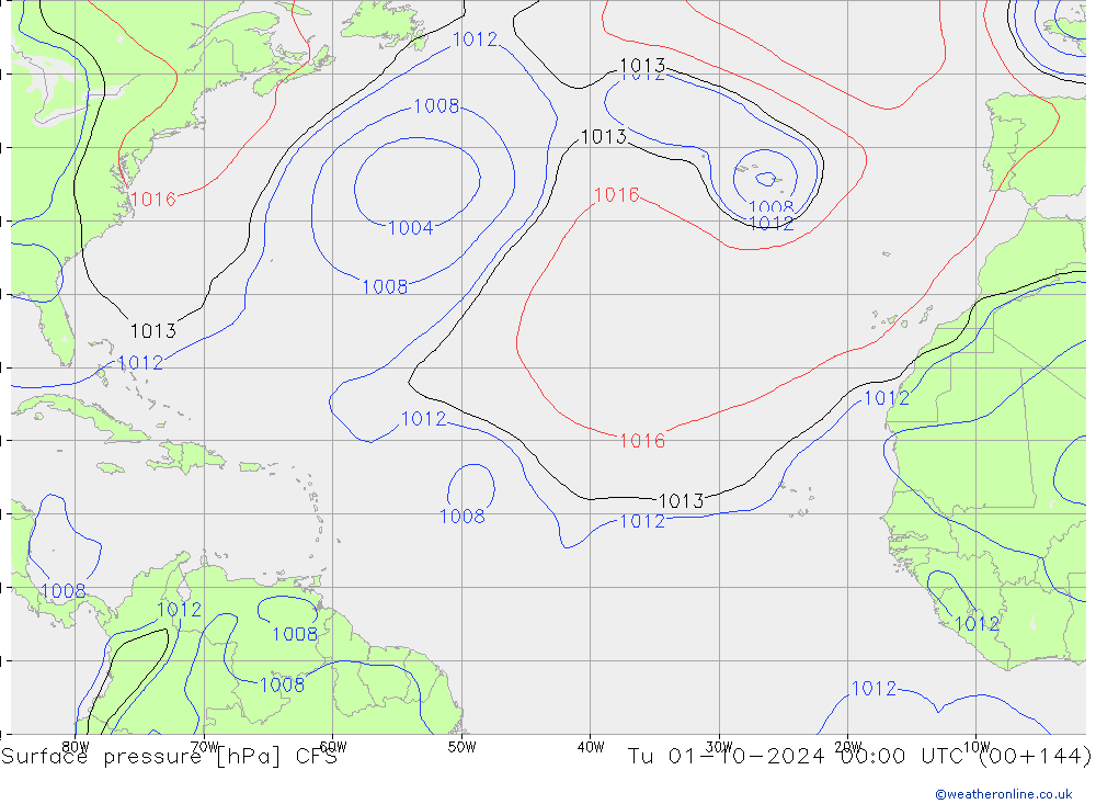 Surface pressure CFS Tu 01.10.2024 00 UTC