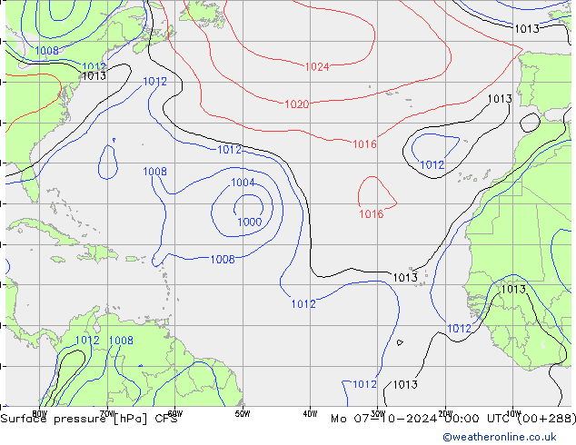 Atmosférický tlak CFS Po 07.10.2024 00 UTC