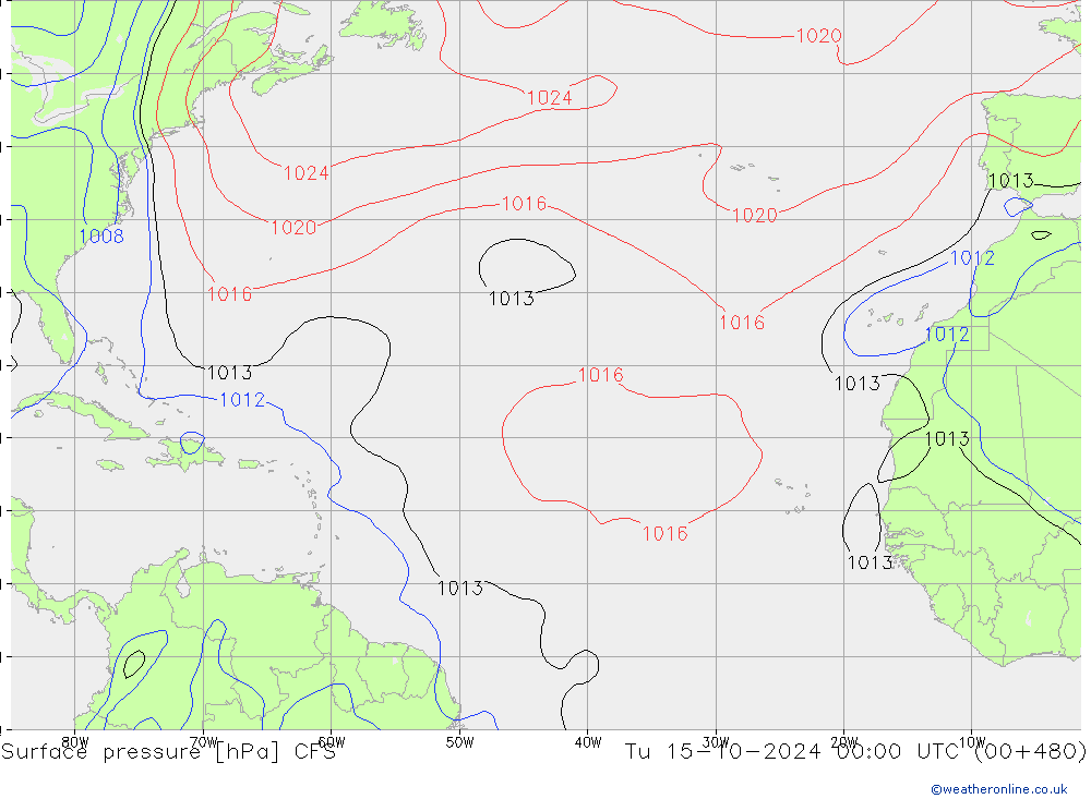 Surface pressure CFS Tu 15.10.2024 00 UTC