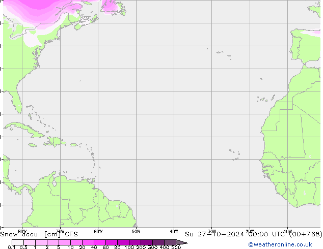 Snow accu. CFS Su 27.10.2024 00 UTC