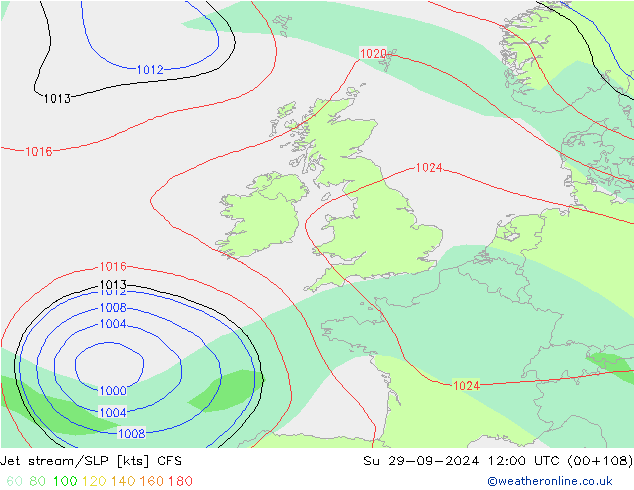 Jet stream/SLP CFS Su 29.09.2024 12 UTC