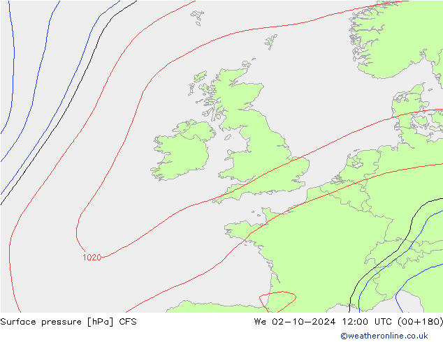 Surface pressure CFS We 02.10.2024 12 UTC