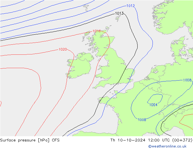 Atmosférický tlak CFS Čt 10.10.2024 12 UTC