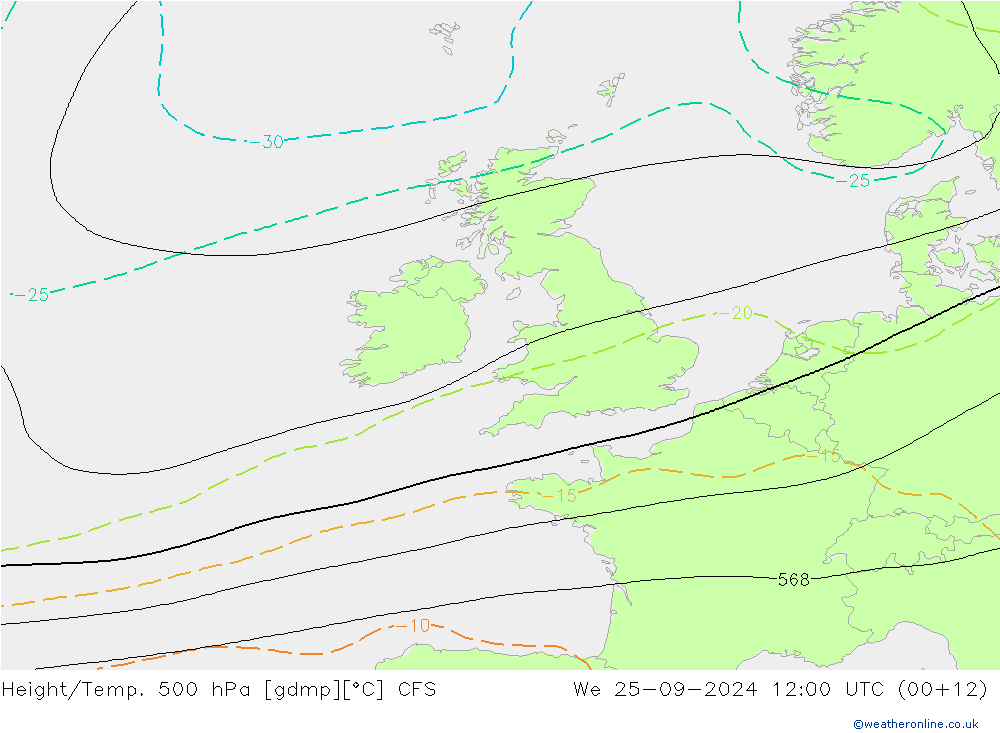 Height/Temp. 500 hPa CFS We 25.09.2024 12 UTC