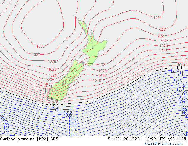 Surface pressure CFS Su 29.09.2024 12 UTC