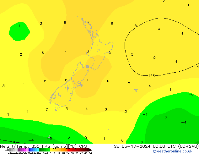 Height/Temp. 850 гПа CFS сб 05.10.2024 00 UTC