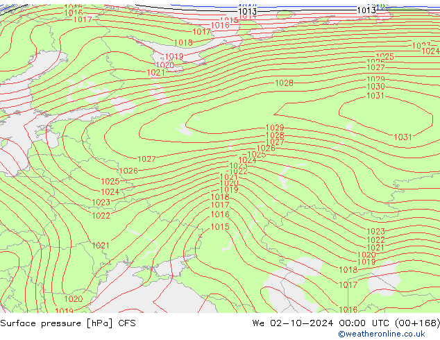 pressão do solo CFS Qua 02.10.2024 00 UTC