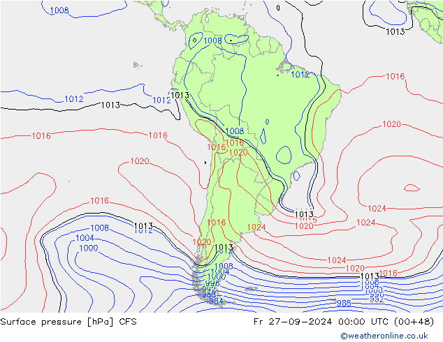 Surface pressure CFS Fr 27.09.2024 00 UTC