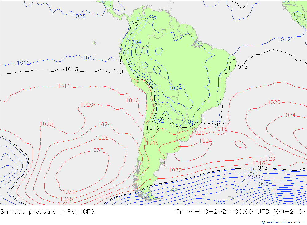 приземное давление CFS пт 04.10.2024 00 UTC