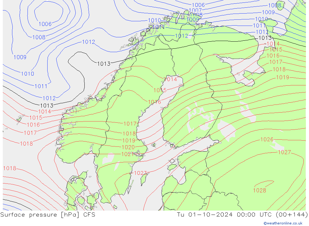 Surface pressure CFS Tu 01.10.2024 00 UTC