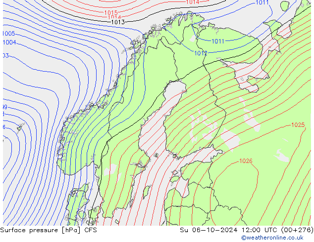 Pressione al suolo CFS dom 06.10.2024 12 UTC