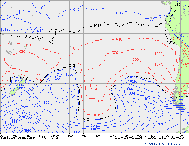 Presión superficial CFS jue 26.09.2024 12 UTC