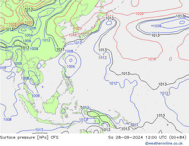 приземное давление CFS сб 28.09.2024 12 UTC