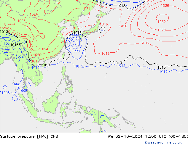 Surface pressure CFS We 02.10.2024 12 UTC