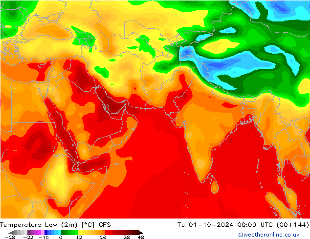 Tiefstwerte (2m) CFS Di 01.10.2024 00 UTC