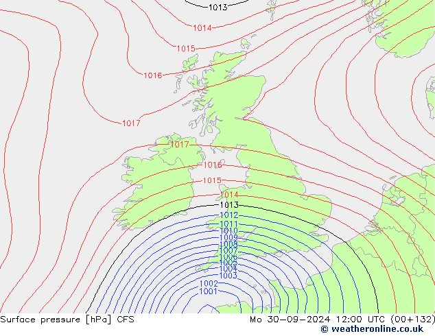 Pressione al suolo CFS lun 30.09.2024 12 UTC