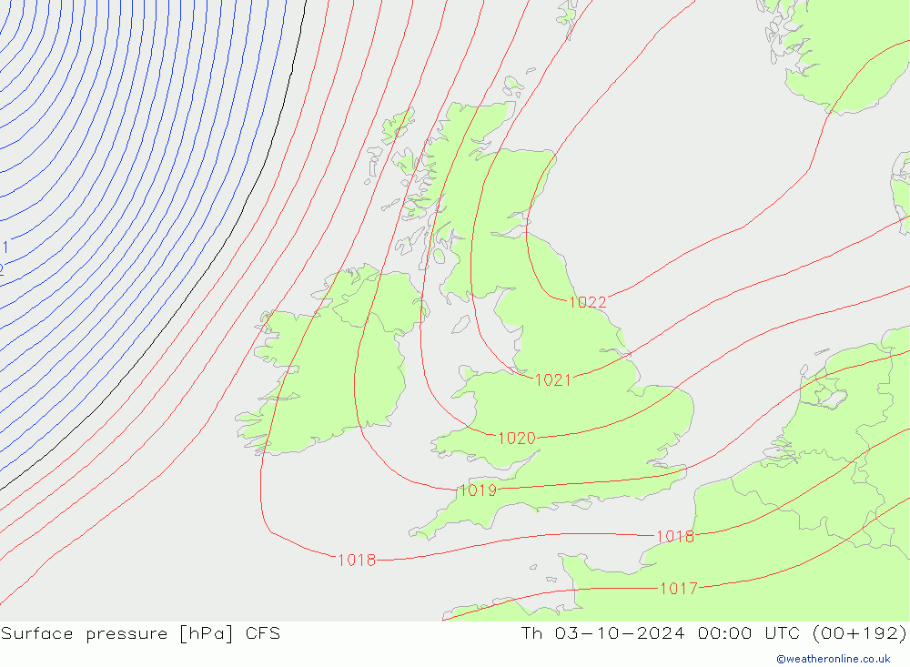 Surface pressure CFS Th 03.10.2024 00 UTC