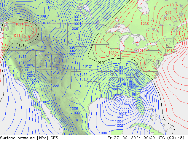 Presión superficial CFS vie 27.09.2024 00 UTC