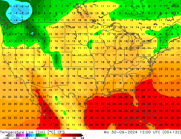 Temperature Low (2m) CFS Mo 30.09.2024 12 UTC