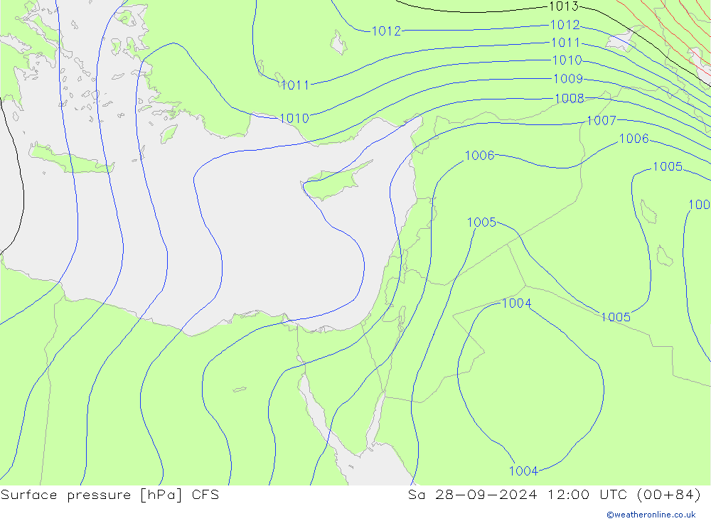 Surface pressure CFS Sa 28.09.2024 12 UTC