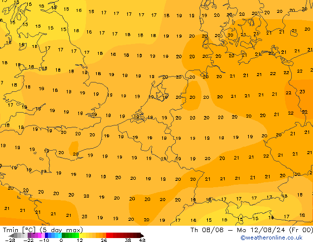 Min.temperatuur (2m) CFS za 03.08.2024 00 UTC