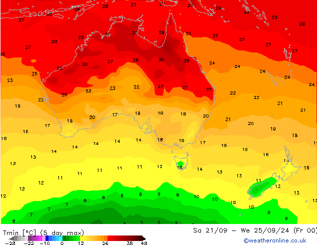 Min. Temperatura (2m) CFS czw. 26.09.2024 12 UTC