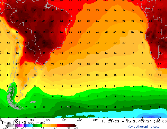 Темпер. макс 2т CFS вт 08.10.2024 00 UTC