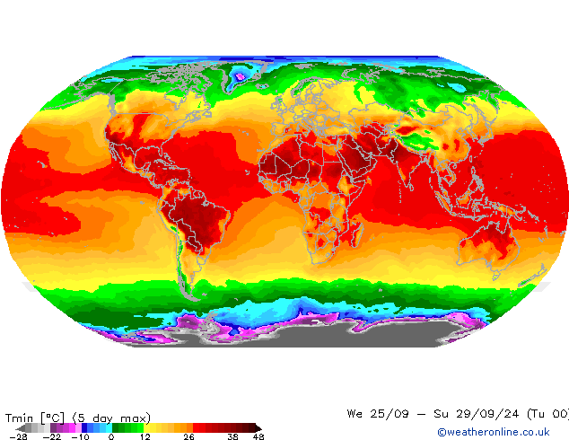 Min.temperatuur (2m) CFS wo 25.09.2024 00 UTC