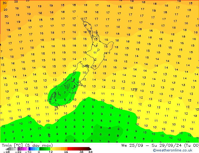 Temperatura mín. (2m) CFS mar 24.09.2024 12 UTC