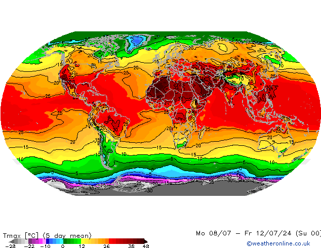 Max.temperatuur (2m) CFS ma 08.07.2024 00 UTC