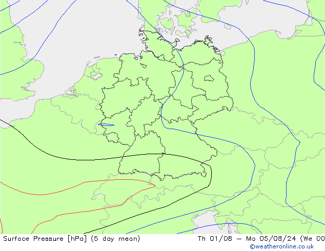 地面气压 CFS 星期四 01.08.2024 00 UTC