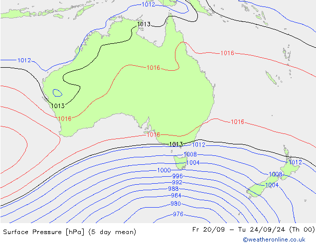 Pressione al suolo CFS lun 23.09.2024 00 UTC